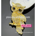 18K gold plating crystal owl brooch